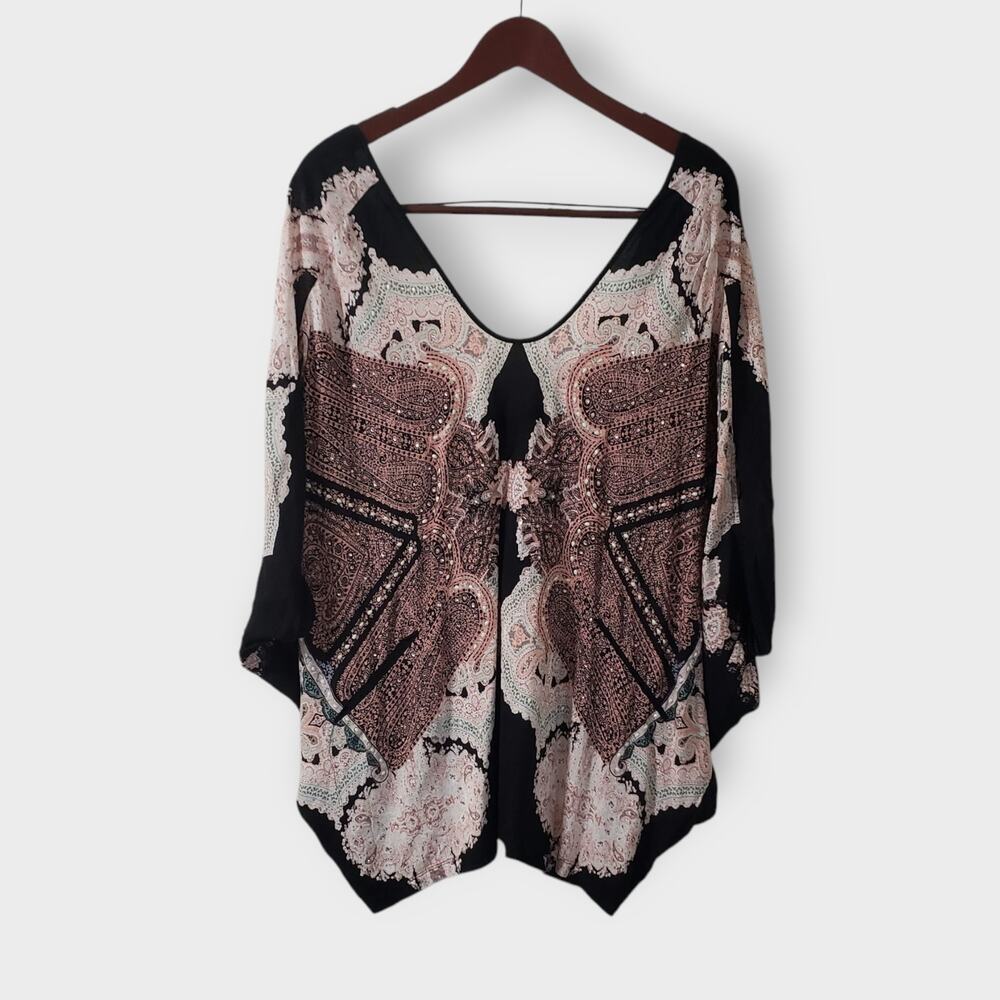 Victoria's Secret Butterfly Poncho Coverup Abstract Paisley Beaded XS/S‎ NWT